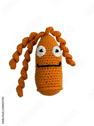 Crochet orange toy PNG , isolated on transparent background
