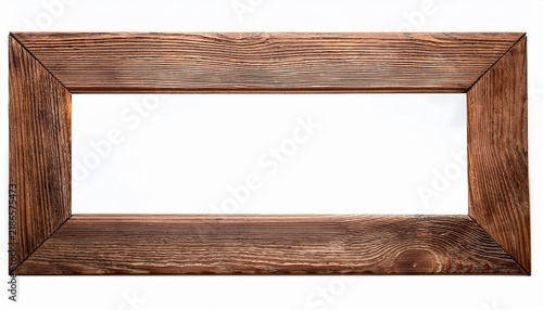 rustic wood picture frame border isolated on a white background