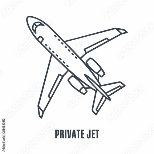 Private Jet Line Art Vector Illustration