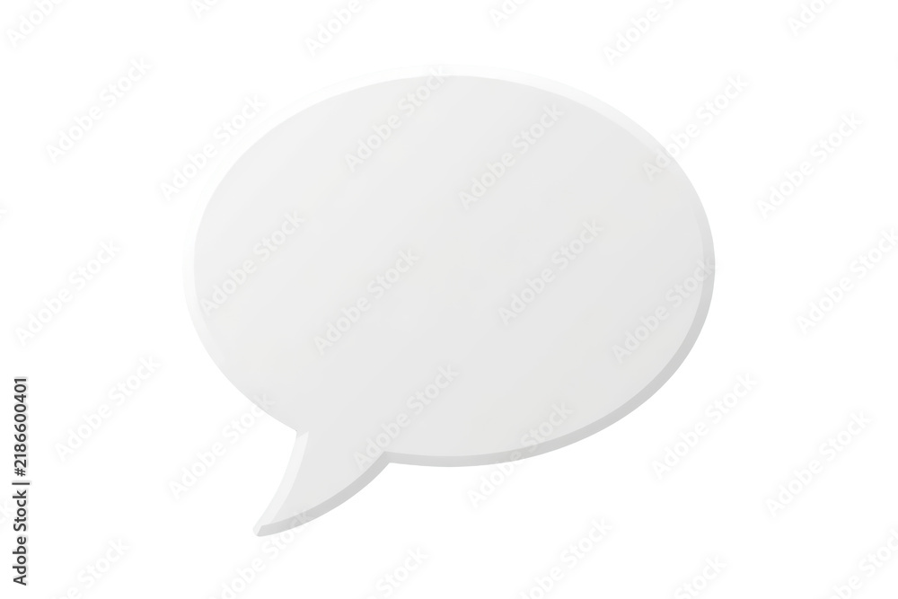 Fototapeta premium Blank white oval speech bubble with pointed tail