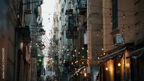 Illuminations in the alleys of Spaccanapoli street, Naples Italy