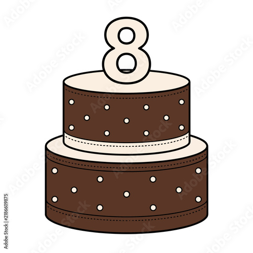 Two-tier cake with number 8 topper