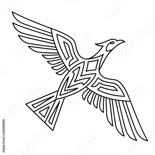 Stylized Bird in Flight Line Art