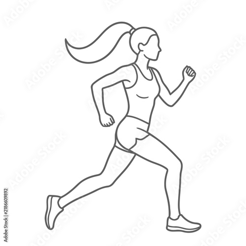 Woman running line art
