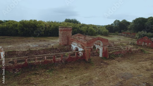 Abandoned buildings, an abandoned estate, aerial photography of ruins, abandoned territory, houses slated for demolition