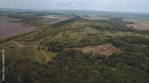Abandoned buildings, an abandoned estate, aerial photography of ruins, abandoned territory, houses slated for demolition