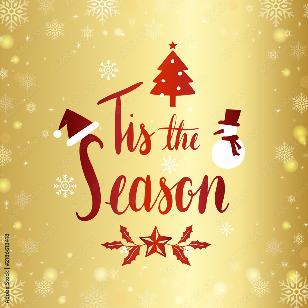 Naklejka premium Tis the season typography vector