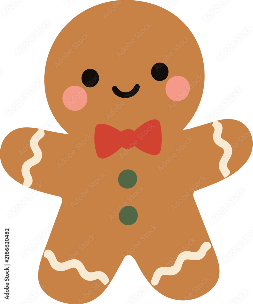 Obraz premium Cute gingerbread man Christmas cookie vector illustration