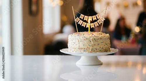Happy birthday cake isolated on white background