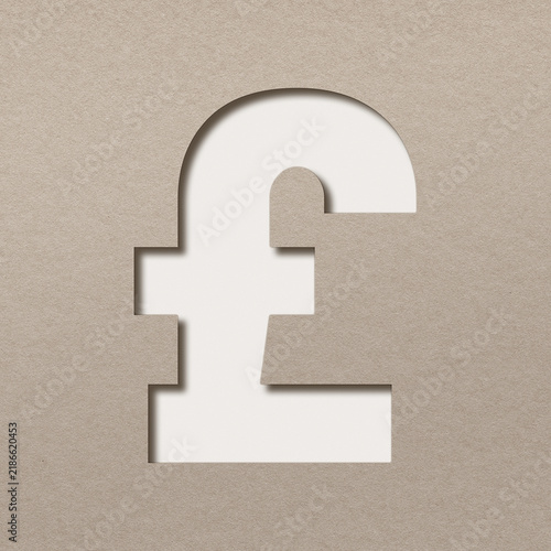 Fotografie Pound sterling symbol png paper cut typography