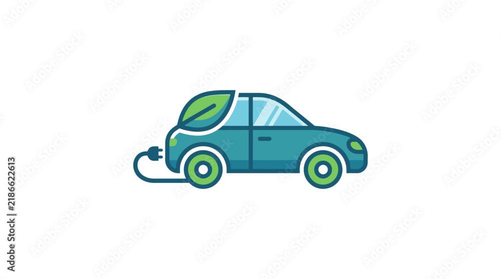 Naklejka premium Eco Friendly Electric Car Icon Illustration.