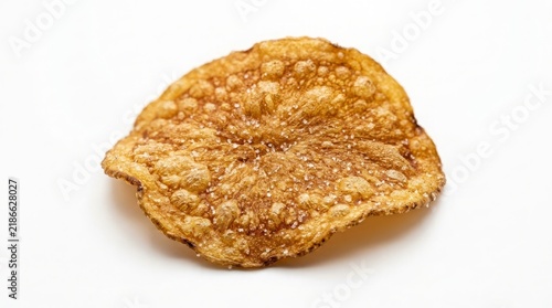 Crispy potato chips, isolated on a white background.
