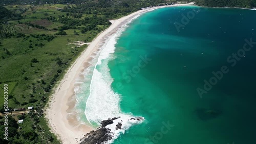 Selong Belanak Beach: Aerial Drone Footage of Turquoise Coastline