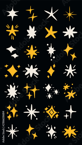 Playful starburst shapes collection element vector set