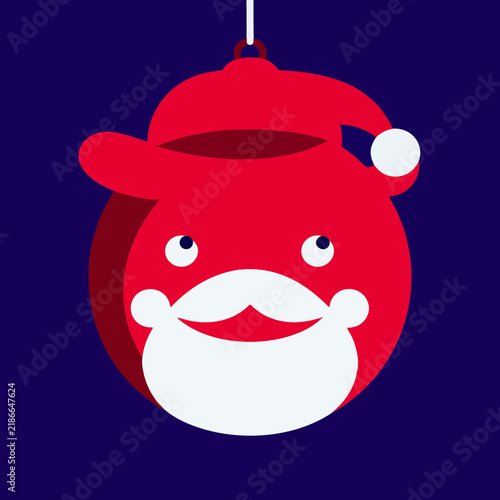 Santa Claus ornament with a smiling face on a dark background  