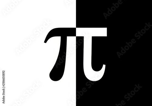 Mathematical pi symbol centered on a split black and white background
