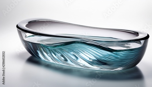 Obraz na płótnie clear viscous liquid in a unique wavy container reflecting light on a white background