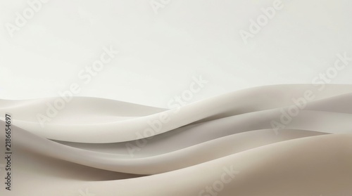 Minimalist cream colored flowing fabric waves with soft lighting and gentle shadows for elegant product display and luxury branding