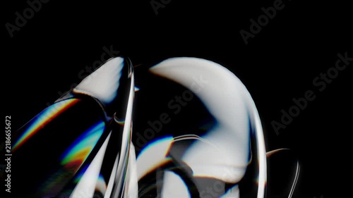 translucent gradient glass iridiscent neon video of fluid glass on dark background, 4k seamless looping