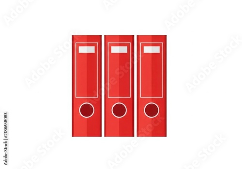 Three red office ring binders isolated on white background