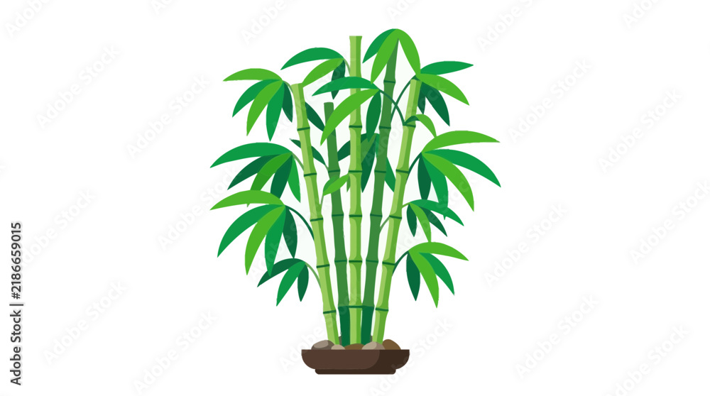 Fototapeta premium Illustration of a lush green bamboo plant in a pot