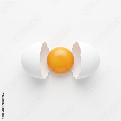 Fresh egg with vibrant yolk. symbol of new life and simple food