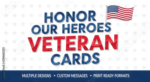 Honor our heroes veterans day greeting card design with american flag graphic