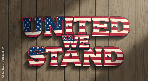 United we stand text with american flag texture for veterans day celebration