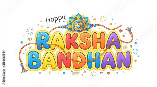 Colorful cartoon typography for Raksha Bandhan festival