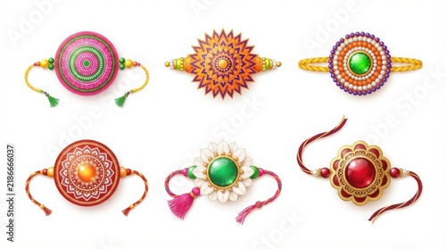 Collection of traditional Indian Rakhi threads for festival