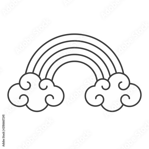 Rainbow and clouds outline