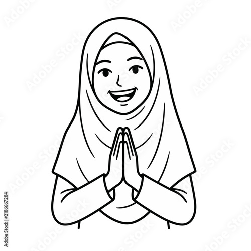 Woman in Hijab with Praying Hands