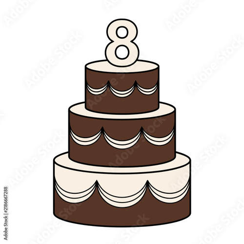 Three Tier Chocolate Cake with Number 8 Topper