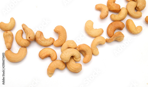 Cashew nuts on white background 