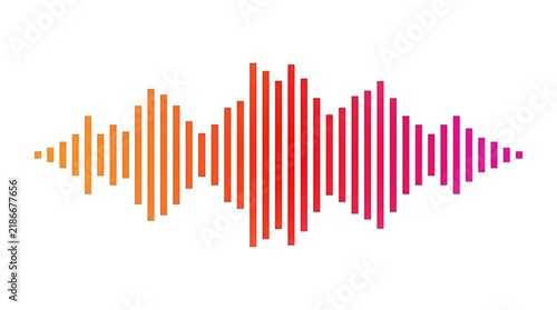 Fototapeta Digital audio waveform visualization with vibrant gradient colors, sound wave equalizer