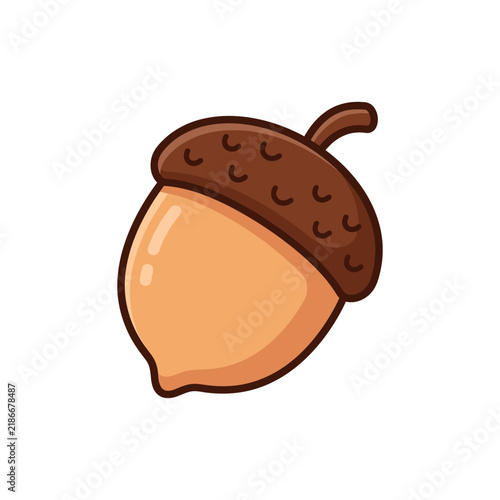 Single Brown Oak Nut Foraging Seed Symbolizing Autumn Forest Harvest Season As A Representative Natural Botanical Component Of The Wild Woodland Environment Used For Creative Educational Farm