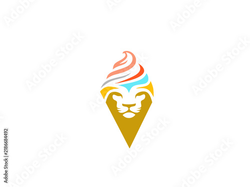 Neat original vector lion ice cream logo