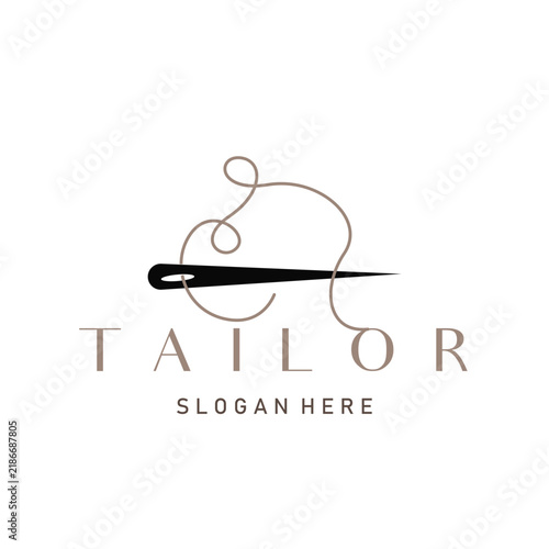 Tailor design concept  a needle and thread in an abstract style illustration symbol template.