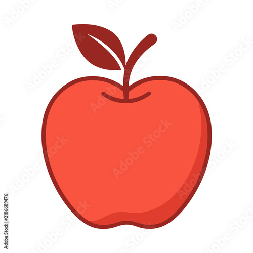 Red apple with leaf and stem icon