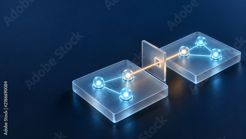 Obraz w ramie Two network segments linked through a controlled gateway