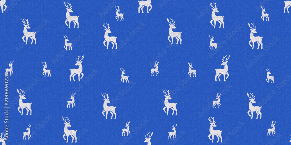 Fototapeta premium Navy blue cotton weave reindeer pattern seamless, tileable surface texture for mockup element marketplace advertising e-commerce product promotion wrap