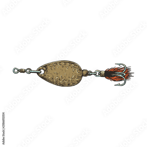 Round Blade Spinner Lure with Bucktail Fringe Hand Drawn
