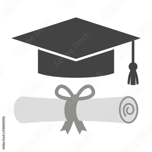 Graduation cap and diploma icon education symbol