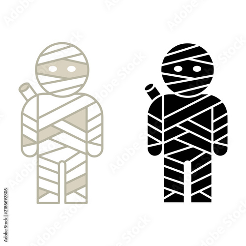 Halloween Mummy Icon Set With Bandage Pattern Design