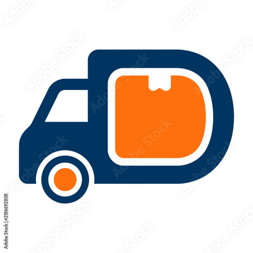 Delivery van with large orange package inside