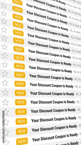 Discount Coupon Notification Email. New Promotional Offer Ready for Online Customers.