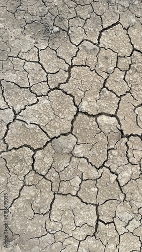 Vertical full frame texture of cracked dry soil background showing climate change impact