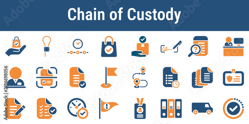 Obraz na płótnie Icons for documenting ballot handoff seals logs transfer bags and custody reviews