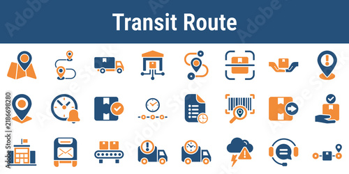 Fotografie Icons for showing ballot travel routes maps sorting centers transport scans and handoff points