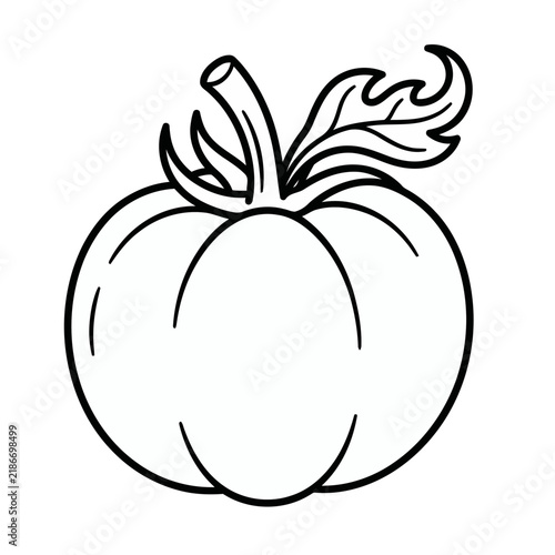 Pumpkin Outline with Leaf and Stem